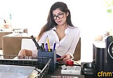 clothed latina teen bent over for doggystyle spunk soak