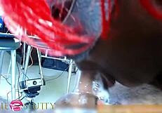 Thick legs ebony girl riding big black cock hard and deep