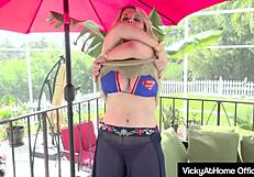 Chesty Cougar Vicky Vette Milks Rokks Hard Cock With Her New Toy