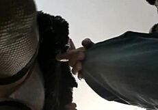 fingering her pussy from below in homemade video