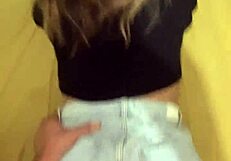 amateur girl with big ass in shorts gets bent over