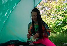 slutty hippie jerked me off in tent