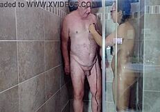 Watch me shave in the shower, stroke your big cock for me