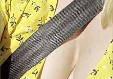 Wifey subtly flashing tits while driving.