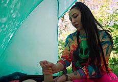 slutty hippie jerked me off in tent