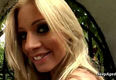 Super hot blonde milf anal fucked outdoor by big cock muscle guy