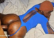 Ebony rides big cock cowgirl style with squirting