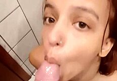 Oh wow, my half-brother devoured my pussy lips in the bathroom while our parents were away!