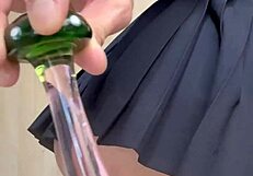 真面目そうな制服女子に恥ずかしい下着を着て鈴クリトリスとアナル調教