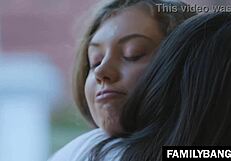 Holy crap! School step sisters Elena Koshka and April O'Neil grind hard together!