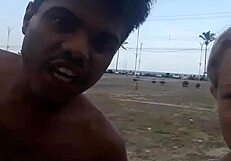 Blonde with big tits gives blowjob to monster black cock in interracial video call