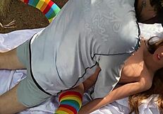 Redhead Slut Uses Dildo on Pussy Outdoors