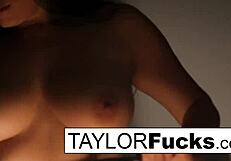 Big tit brunette babe Taylor Vixen masturbates solo in hotel room!