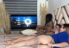 Two horny latinas suck my big cock in missionary and cowgirl positions