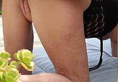 mature amateurs enjoy sex in garden nature