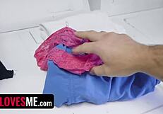 Stepbro gets addicted to his stepsisters huge tits during seduction