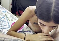 Stepsister gives me a good blowjob while we're alone at home