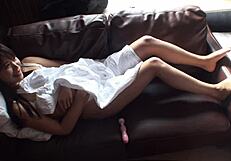 beautiful japanese mature squirts during solo masturbation before wild sex