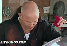 August Skye Eyes Hot Mechanic Provocatively