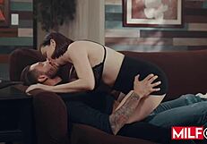 Horny Big Tit Redhead Milf Fucks Husband's Boss and Sucks Him Good!