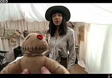 little puck hands over her voodoo doll control and squirts during fingering.