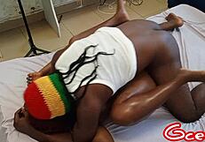 hot couple intensely fucks with big cock in bed