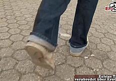 German street casting with a blonde slut gets me going