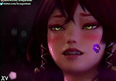 Futanari ASMR session features intense masturbation with a throbbing cock in focus.