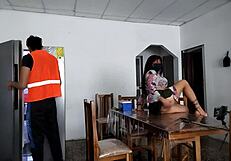 Hot Woman Excitedly Spreads Legs To Show Ass To Strangers In Her House