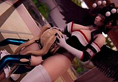 Futanari ASMR session features intense masturbation with a throbbing cock in focus.