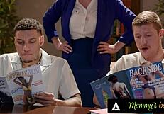 mommys boy - librarian milf dee williams catches students jerking, goes rough dp in public