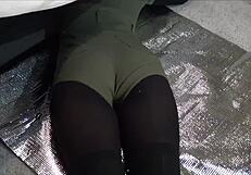 Yo, assjob with pre-cum on green shorts feels insane