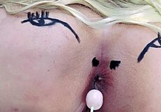 I'm overwhelmed seeing that huge pink ass with toys on sheer