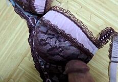 Cumshot dripping on my step sister’s pink leopard print bra with black lingerie