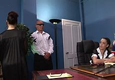 Kaia Kane, Tanya, Kat, Kit Lee, and Tanya Cox engage in wild fucking with two studs at the embassy