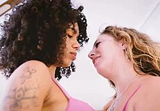 Interracial Lesbian Hotties Tease Each Other With Toys