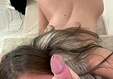 hot babe deepthroats big cock in pov!