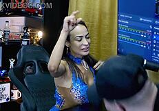 Belinha Baracho grabs host tight and kisses him with dirty passion