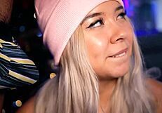 Blonde with cute face sucks small 18+ cock