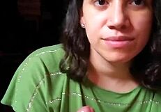 i gave a quickie blowjob and licked cum from my hands