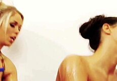 Let's get steamy, ladies turning wrestling into hot pussy licking action