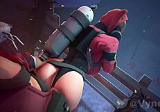 Femme Pyro Shows Big Tits And Ass While Riding Monster Cock For Cumshot