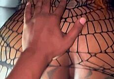 Sexy stripper gets creampied in fishnets