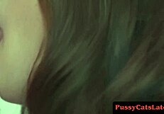 pussycatslatex com - femdom babes ass fucked in cum-eating submissive threesome