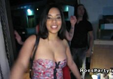 nasty amateurs flash big tits on streets before wild party