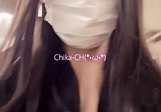 Watch this busty shemale masturbate quietly