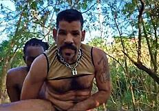 group of friends having an outdoor gathering with games and drinks on the trails