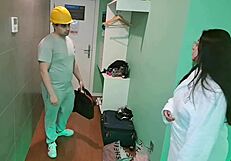 Latina MILF tricks chubby handyman into oiling her, leading to squirting orgasm and rough creampie