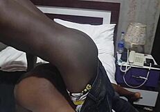 Naughty Son Sneaks on Hot Ebony House Girl