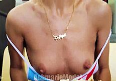 hairy babe enjoys fluffy buttplug in public